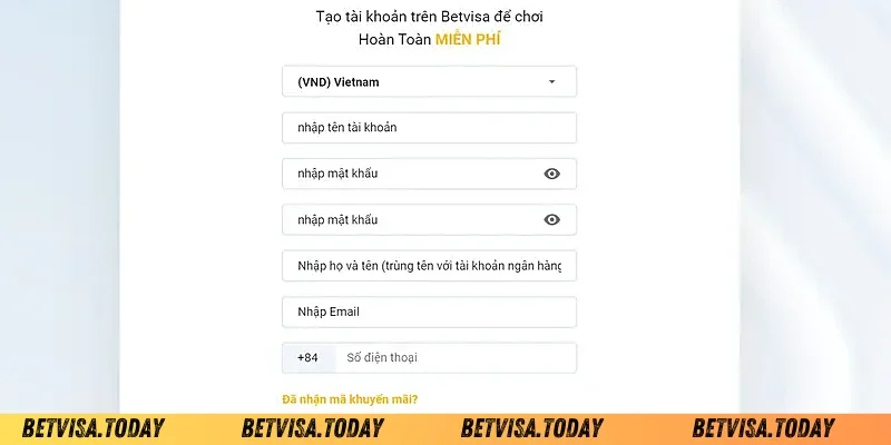 Đăng Ký Betvisa - Hướng Dẫn Tạo Tài Khoản Cho Người Mới Hướng dẫn đăng ký Betvisa